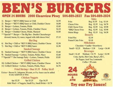 Bens burgers - Get delivery or takeout from Ben's Burgers at 10921 MacArthur Boulevard in Oakland. Order online and track your order live. No delivery fee on your first order!